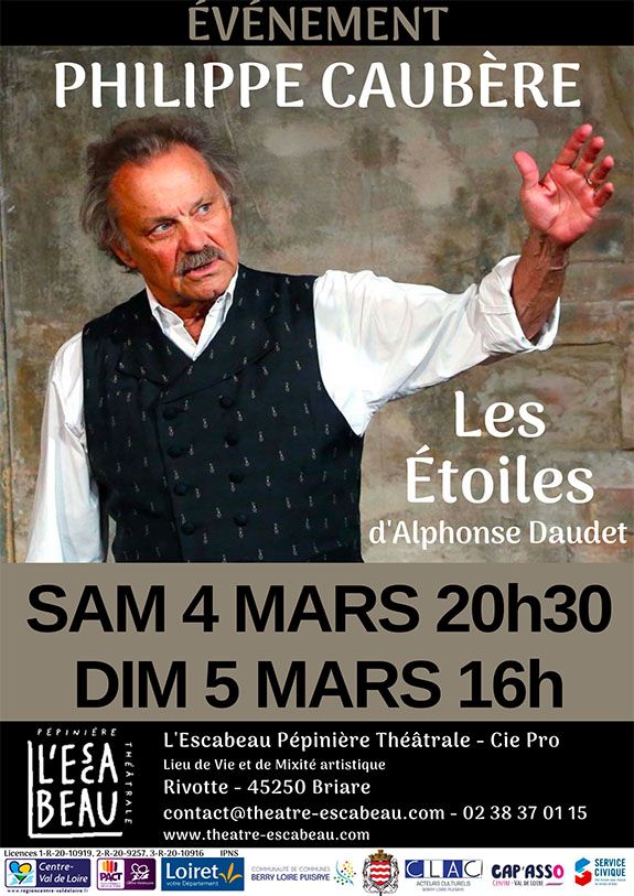 Spectacle Les Étoiles, troisième soirée des Lettres de mon moulin mises en scène et jouées par Philippe Caubère au Théâtre de l'Escabeau à Briare en 2023.